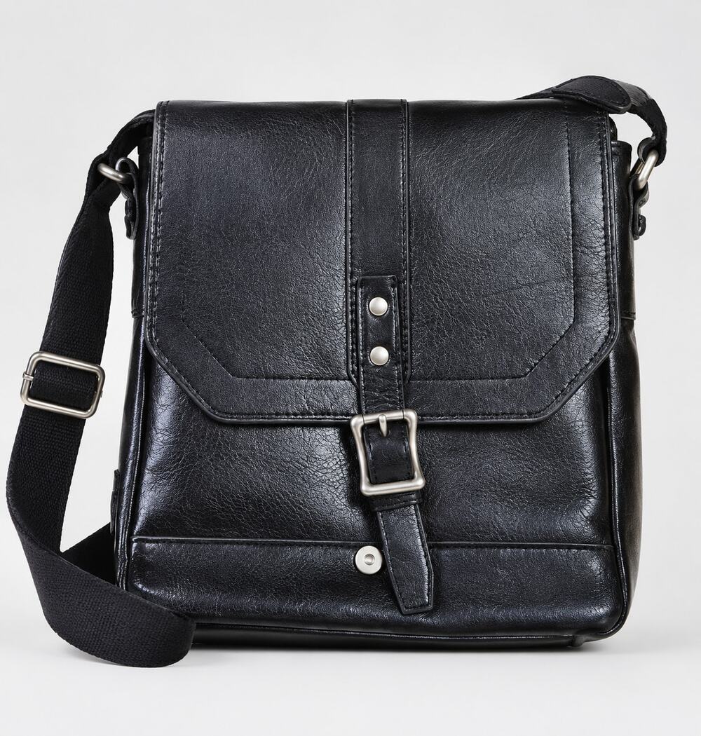 Patricia Nash Men’s Heritage North/South Leather Crossbody Bag Black